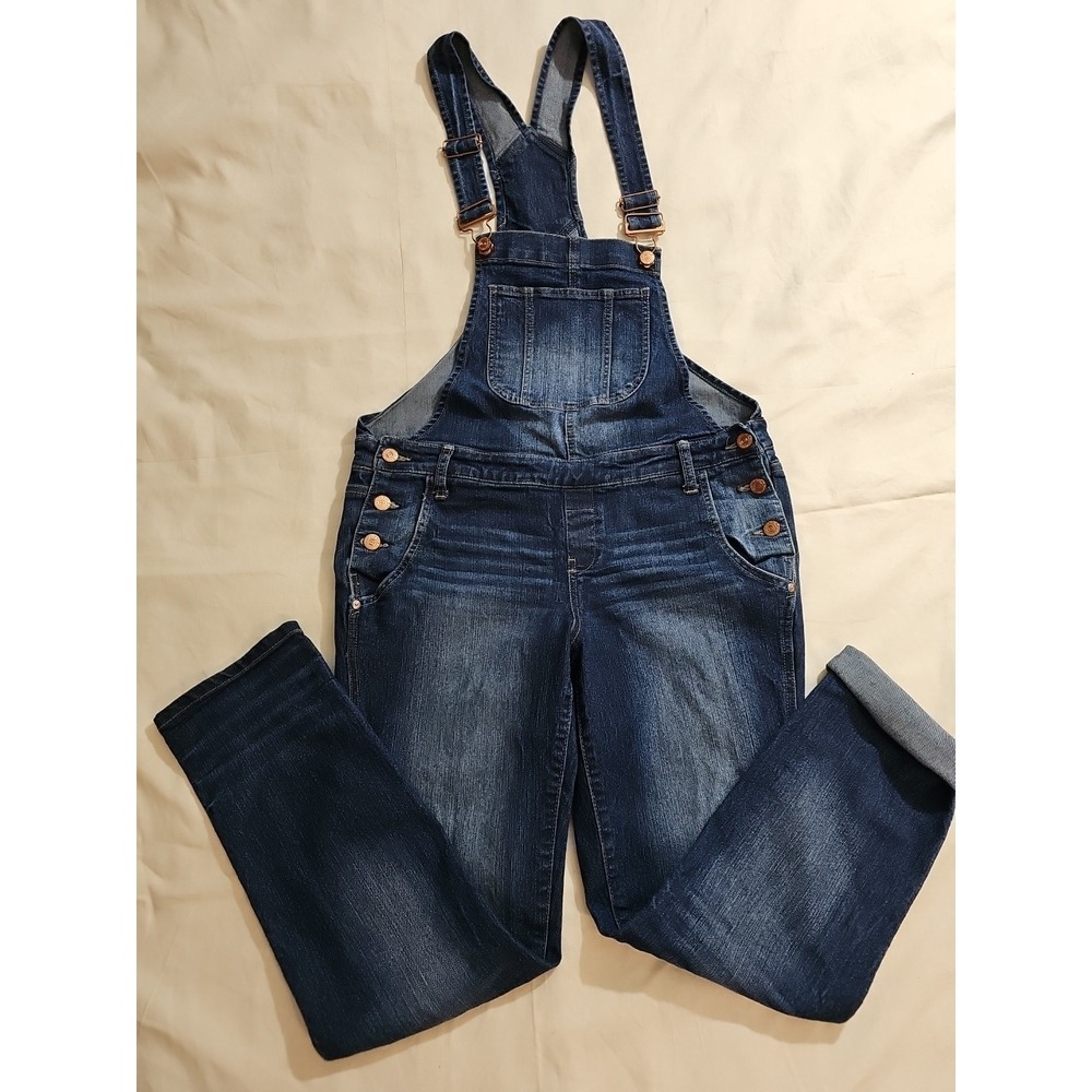 LEI Blue Jean Bib Overalls Vintage Y2K Stretch Women's Med